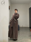 Mutedance 24 Autumn and Winter Collarless Belt Wool Coat MD-MD24FW39-BROWN